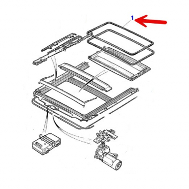 USED SUNROOF SEAL, BLACK RUBBER HNG1727AB
